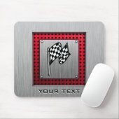 Zielflagge; gebürsteter Aluminiumblick Mousepad (Mit Mouse)