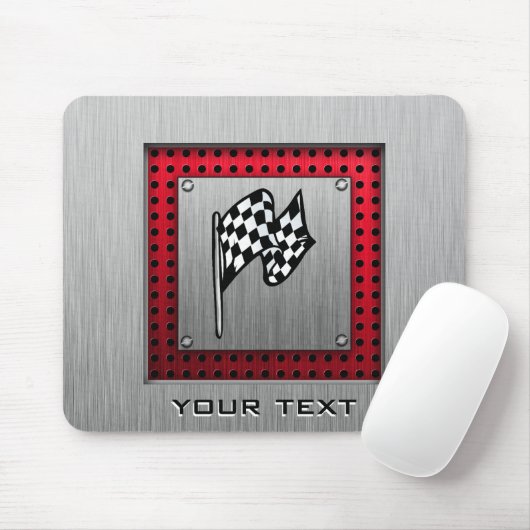 Zielflagge; gebürsteter Aluminiumblick Mousepad (Mit Mouse)