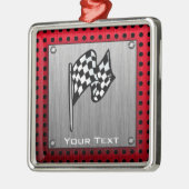 Zielflagge; gebürsteter Aluminiumblick Silbernes Ornament (Links)