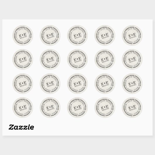 Zielkarte Boho Wedding Runder Aufkleber (Blatt)