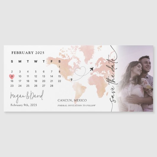 Zielkarte Kalender Foto Herzstück Save the Date Magneteinladung (Vorderseite)