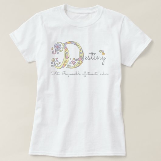 Zielmädchen D-Name bedeutet Monogramm-T T-Shirt (Design vorne)