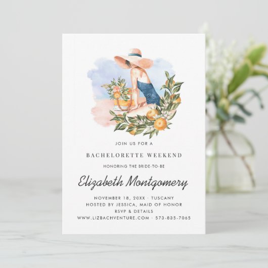 Zielort Bachelorette Weekend | Citrus Orchard Einladung (Stehend Vorderseite)