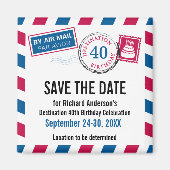 Zielort Birthday Airmail Save the Date Magnet (Vorne)