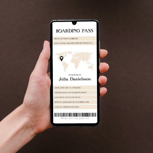 Zielort Karte Boarding Pass Bachelorette Wochenend