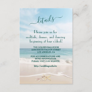 Zielort Kauai Beach Starfish Hochzeitdetails Begleitkarte
