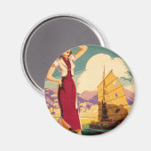 Zielort: Retro Graphic Round-Magnet Hongkong Magnet (Vorderseite/Rückseite)