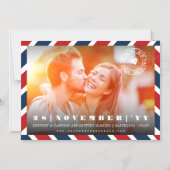 Zielort Save the Date Luftpost Postal-Foto Magneteinladung (Vorderseite)