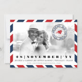 Zielort Save the Date Luftpost Postal-Foto Magneteinladung (Vorderseite)