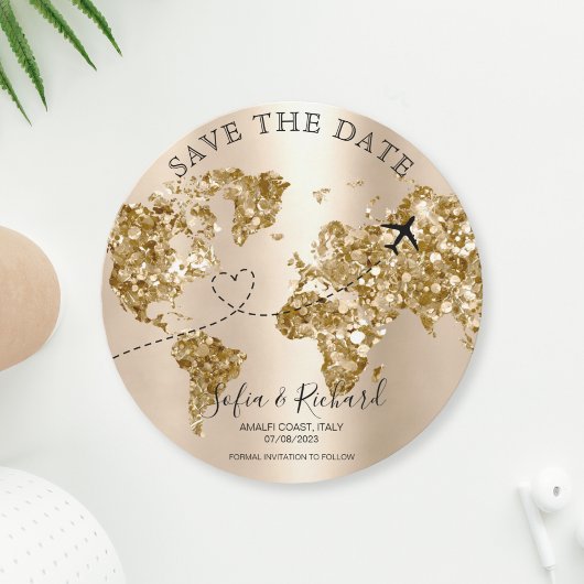 Zielort Save the Date Passport World Map Foto Einladung