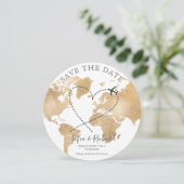 Zielort Save the Date Passport World Map Foto Einladung (Stehend Vorderseite)