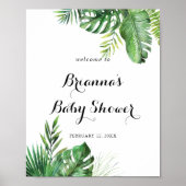 Zielort Tropical Greenery Baby Dusche Willkommen Poster (Vorne)