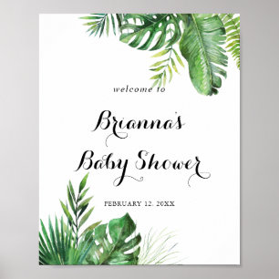 Zielort Tropical Greenery Baby Dusche Willkommen Poster