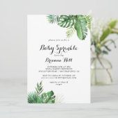 Zielort Tropical Greenery Baby Sprinkle Einladung (Stehend Vorderseite)