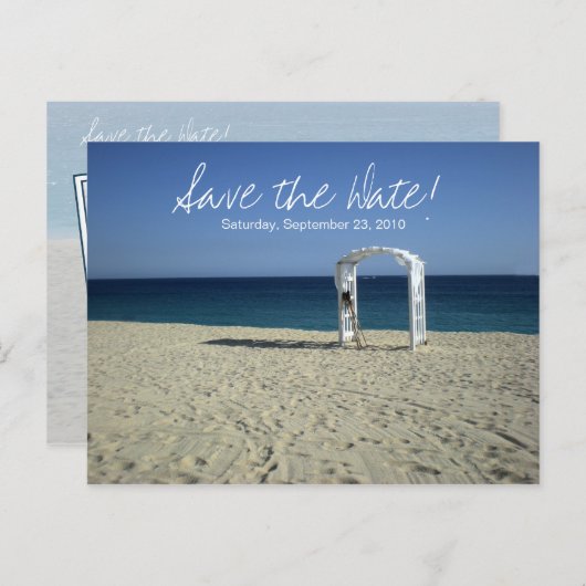 Zielstrandhochzeit Save the Date Postkarte 1 (Vorne/Hinten)