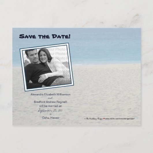Zielstrandhochzeit Save the Date Postkarte 2 (Rückseite)