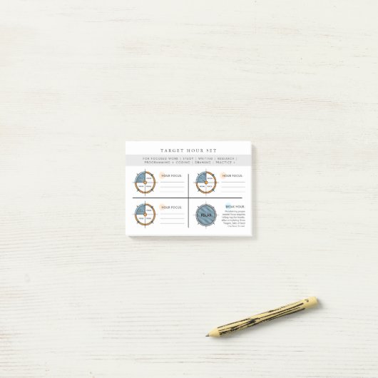 Zielstundenfokus-Set Post-it Klebezettel (Auf Schreibtisch)