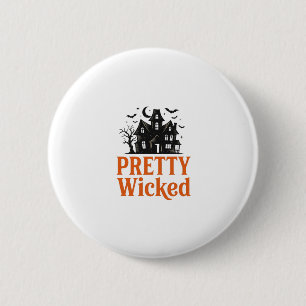 Ziemlich Böse Vintage-Halloween-Spookhaus-Shirt Button