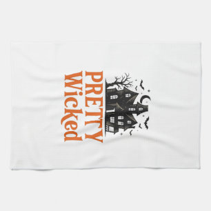 Ziemlich Böse Vintage Halloween Spukhaus-Shirt Geschirrtuch