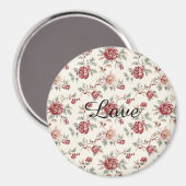 Ziemlich Chic Rote Creme Blumen   Magnet (Vorderseite/Rückseite)