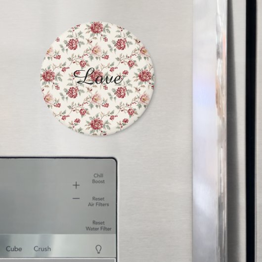 Ziemlich Chic Rote Creme Blumen   Magnet (In Situ (Kühlschrank))