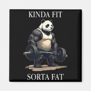 ziemlich fit irgendwie fetter Gym-Panda-Gewichtheb Magnet
