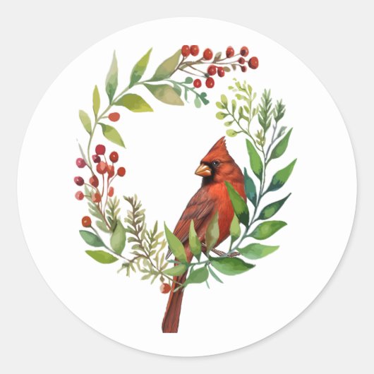 Ziemlich klassischer Kardinalroter Vogel Runder Aufkleber (Vorderseite)