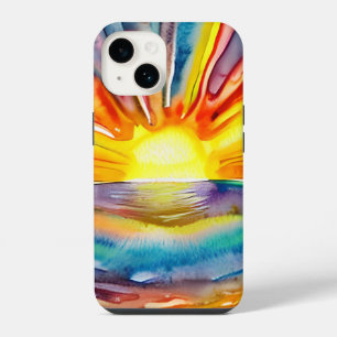 Ziemlich lebendiger farbenfroher Sonnenuntergang ü iPhone 14 Hülle