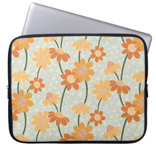 Ziemlich retro gedämpfte Blumen der 1970er Jahre Laptopschutzhülle