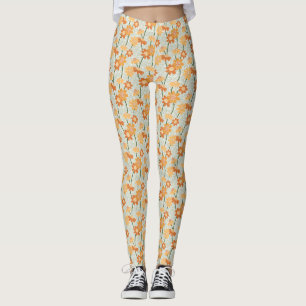 Ziemlich retro-gedämpfte Blumen der 1970er Jahre Leggings