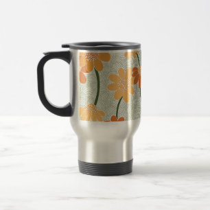 Ziemlich retro-gedämpfte Blumen der 1970er Jahre Reisebecher