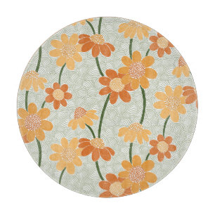 Ziemlich retro-gedämpfte Blumen der 1970er Jahre Schneidebrett