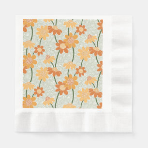 Ziemlich retro-gedämpfte Blumen der 1970er Jahre Serviette