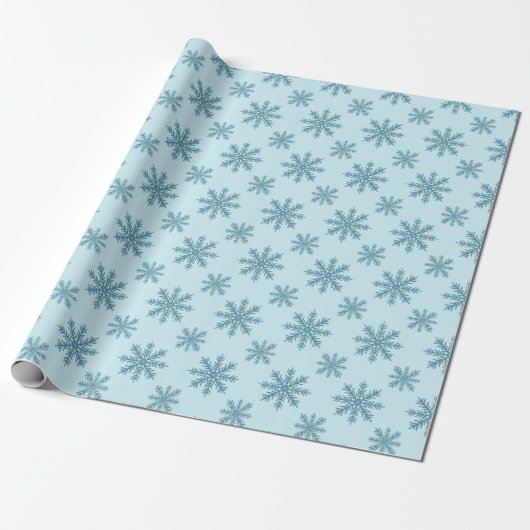 Ziemlich retro Schneeflockenmuster Blues Wasserfar Geschenkpapier (Ungerollt)