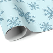 Ziemlich retro Schneeflockenmuster Blues Wasserfar Geschenkpapier (Rolleneckpunkt)