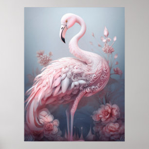 Ziemlich Surrealistischer Abstrakter Rosa Flamingo Poster