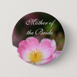 Ziemlich wilde rosa Rosenblume Knopf für Hochzeite Button