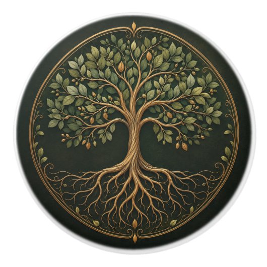 Zier-Botanikbaum, Baum des Lebens, Knopf Keramikknauf (Vorderseite)