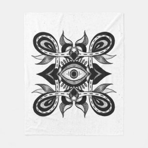 Zierauge - Weidcore Botanischer Tattoo-Stil Fleecedecke