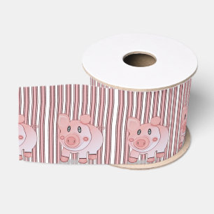 Zierband Kinder rosa Schweine Ripsband
