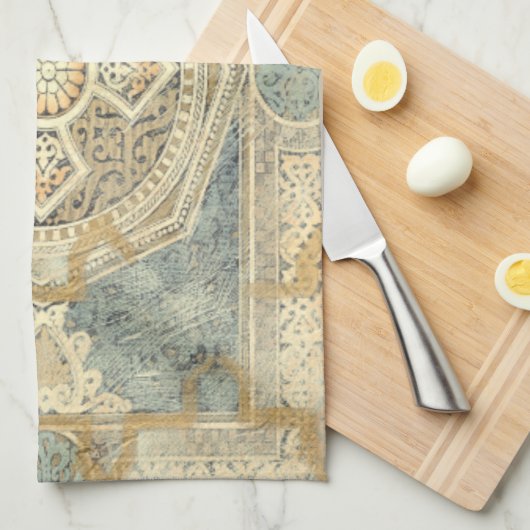 Zierband mit Verziert geometrischer Gestaltung Geschirrtuch (Viertel Falte)