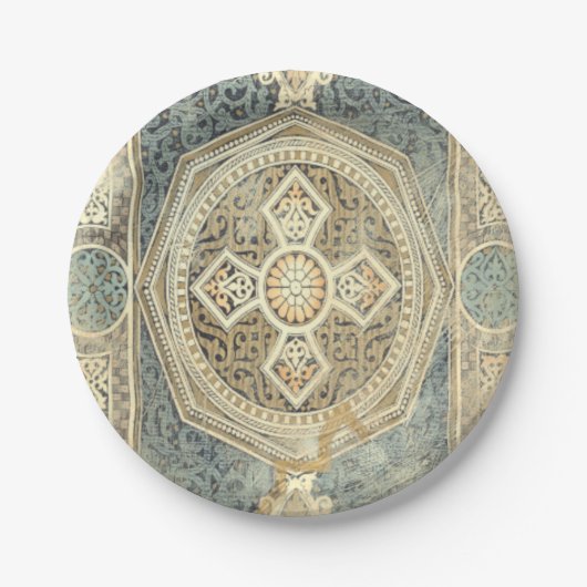 Zierband mit Verziert geometrischer Gestaltung Pappteller (Vorderseite)