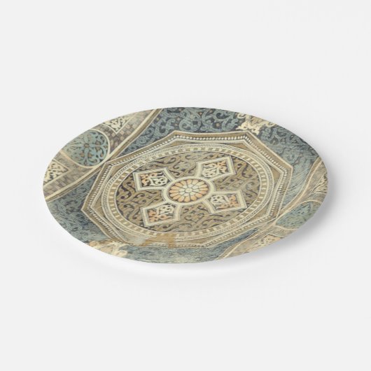 Zierband mit Verziert geometrischer Gestaltung Pappteller (Schrägansicht)