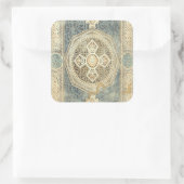 Zierband mit Verziert geometrischer Gestaltung Quadratischer Aufkleber (Tasche)