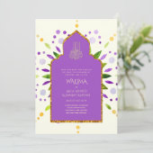 Zierbilingual WALIMA Nikah Muslime Hochzeit Einladung (Stehend Vorderseite)