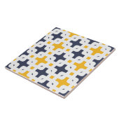 Zierblau, blau, weiß, Senfgelb Fliese (Seite)