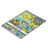 Zierblauer türkisblaue sizilianische Zitrusfliesen Notizblock (Linke Seite)