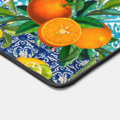 Zierblauer türkisblaue sizilianische Zitrusfliesen Schreibtischunterlage (Ecke)