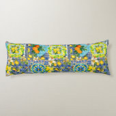 Zierblauer türkisblaue sizilianische Zitrusfliesen Seitenschläferkissen (Rückseite)