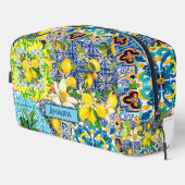 Zierblauer türkisblaue sizilianische Zitrusfliesen Waschbeutel (Rechte Ecke)